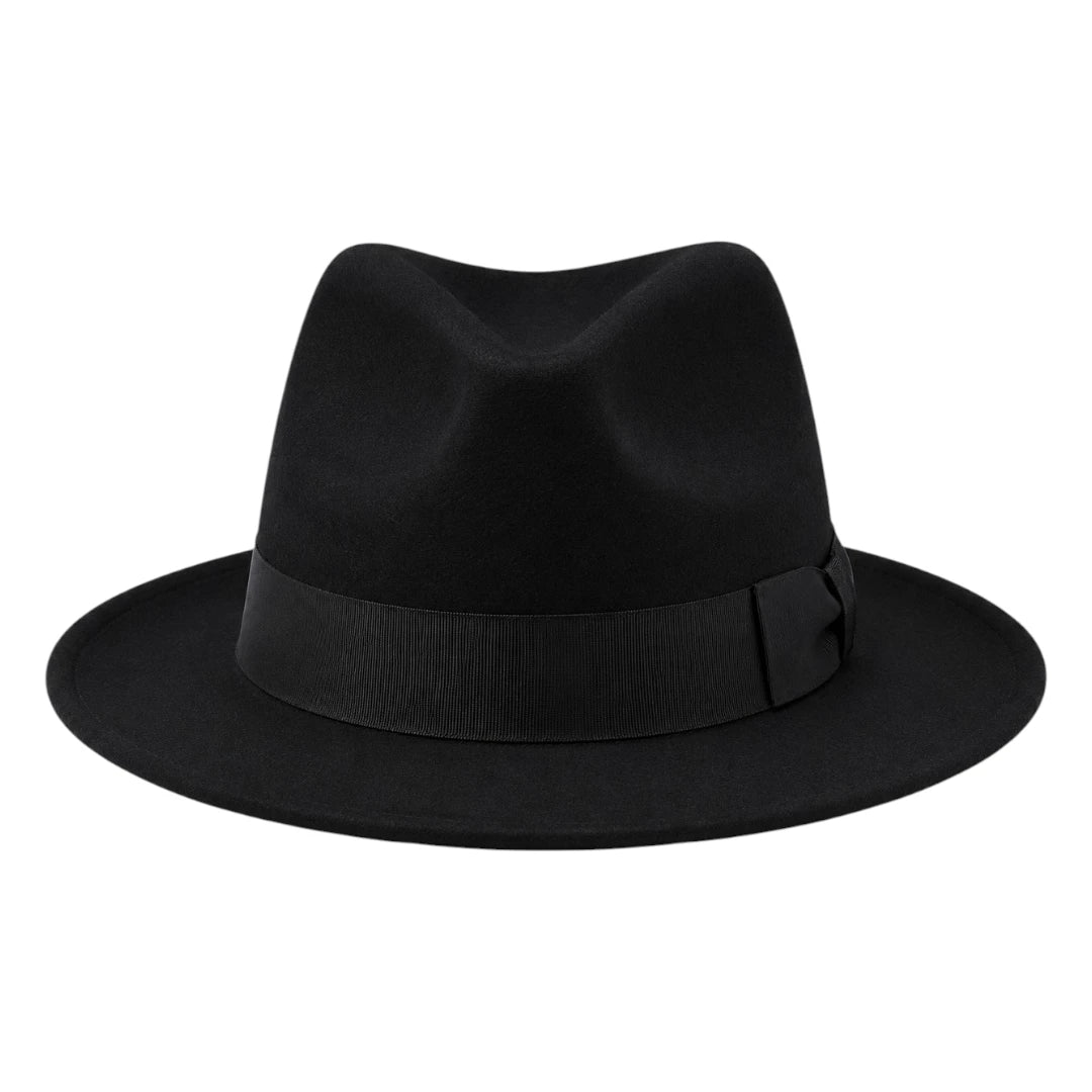 Mr.Gilbert Hats Classic Black Wide Brim Fedora Hat