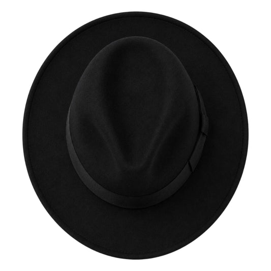 Mr.Gilbert Hats Classic Black Wide Brim Fedora Hat