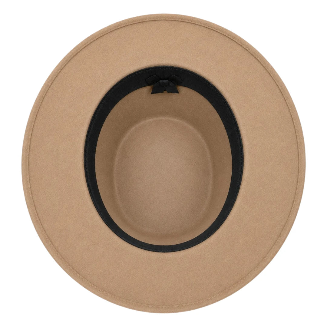 Mr.Gilbert Hats Beige Flat Crown Wide Brim Felt Hat