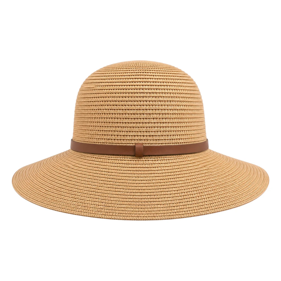 Mr.Gilbert Hats Beige Wide Brim Sun Hat Leather Band