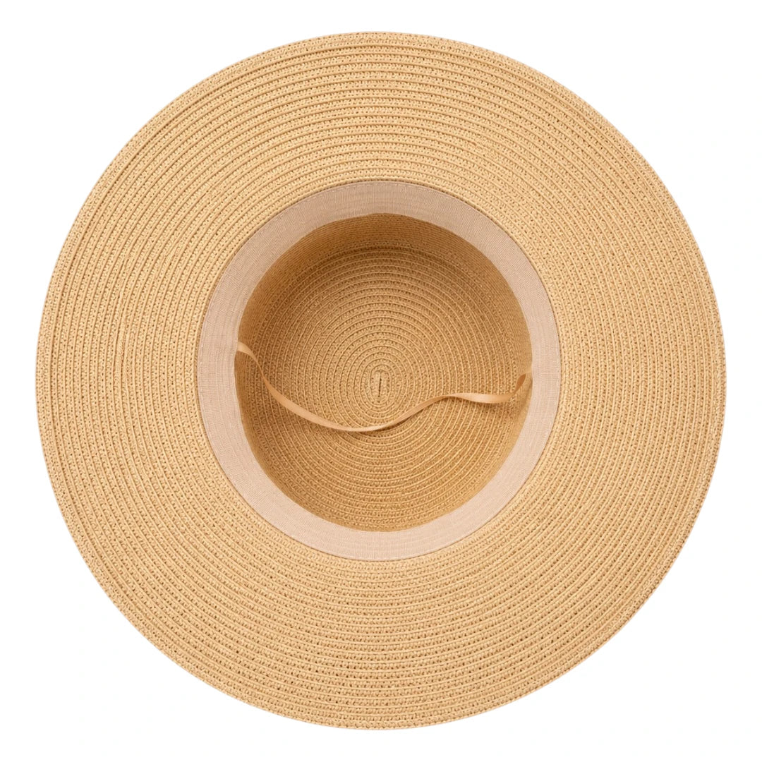Mr.Gilbert Hats Beige Wide Brim Sun Hat Leather Band