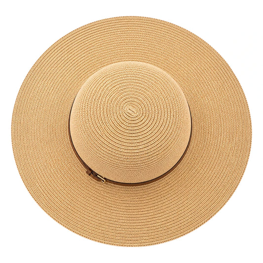 Mr.Gilbert Hats Beige Wide Brim Sun Hat Leather Band