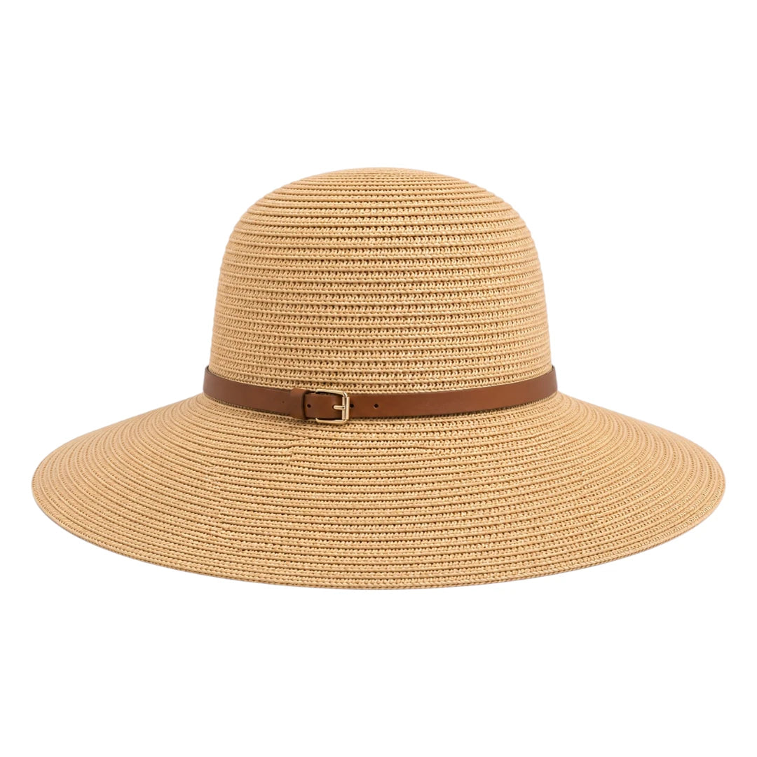 Mr.Gilbert Hats Beige Wide Brim Sun Hat Leather Band