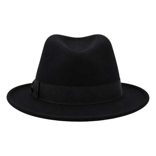 Mr.Gilbert Hats Classic Black Wide Brim Fedora Hat