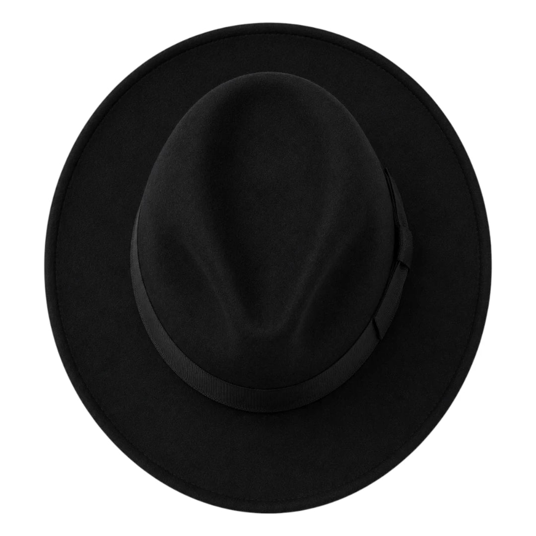Mr.Gilbert Hats Classic Black Wide Brim Fedora Hat