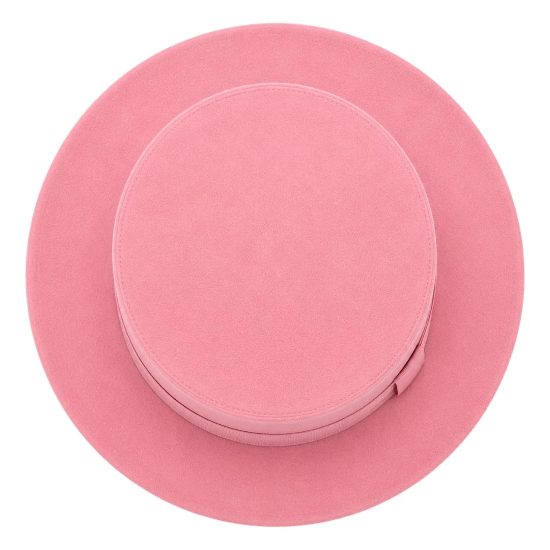 Mr.Gilbert Hats Pink Classic Flat Crown Boater Hat