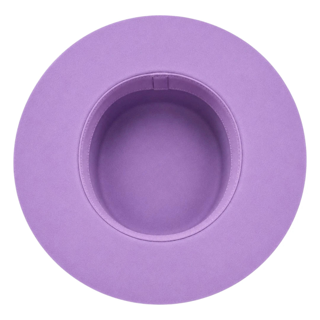 Mr.Gilbert Hats Purple Flat Crown Wide Brim Felt Hat with Buckle Band
